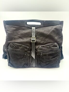 JAS MB Vintage Black Leather Messenger Bag